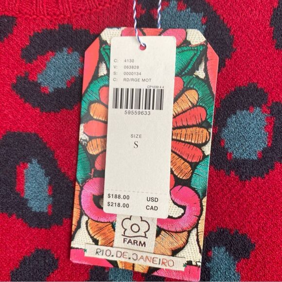 Farm Rio Blakely Tunic Sweater Dress Size Small NWT Leopard Cheetah - Picture 6 of 6